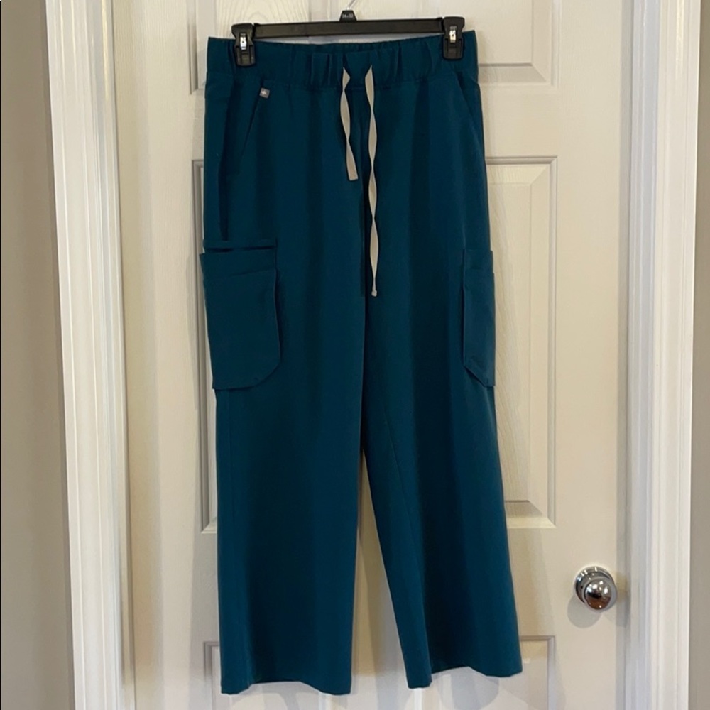 Figs Caribbean blue flare pant size M